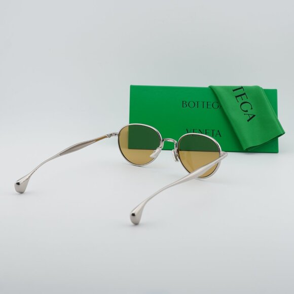 Bottega Veneta BV1396S 001 Round Sunglasses - Silver/Brown main image 4